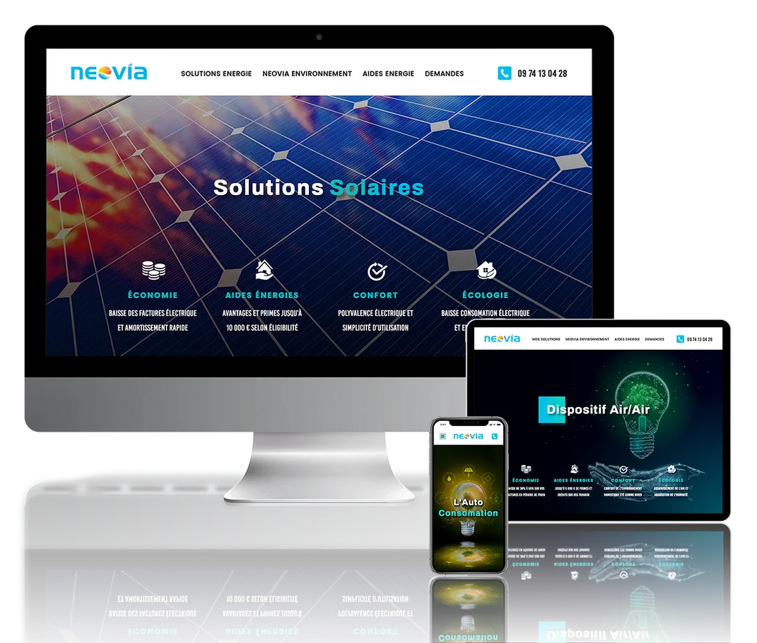 Conception du site internet de Neovia en version PC, tablette et mobile.